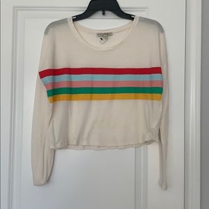 Cropped striped long sleeve tee